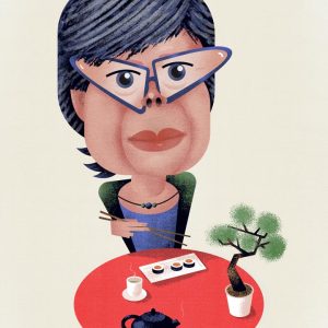 Karikaturtegning av Ika Kaminka, tegnet av Ragnar Aalbu