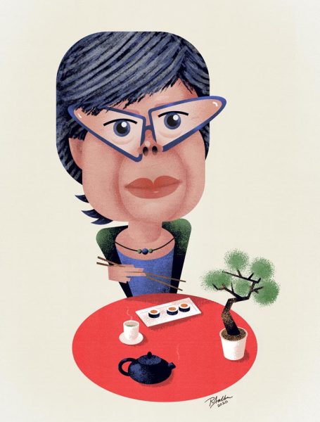 Karikaturtegning av Ika Kaminka, tegnet av Ragnar Aalbu